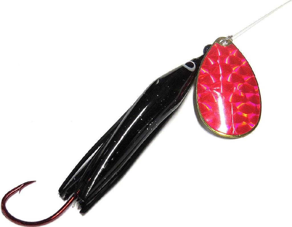 WICKED LURE SPINNER BLACK/PINK #5 BLADE-6ft LEADER W/1/0 RED GAMA HOOK